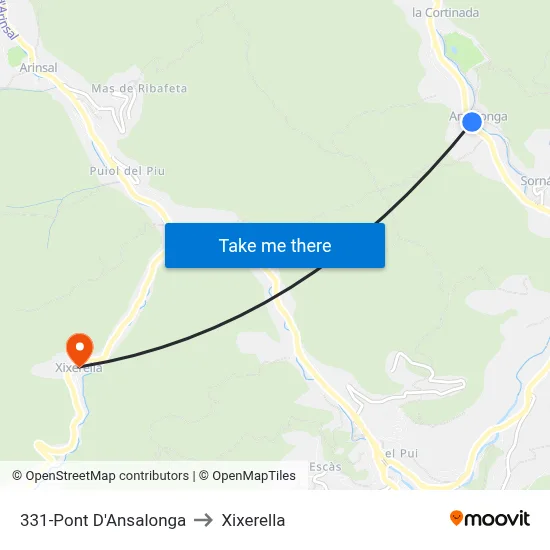 331-Pont D'Ansalonga to Xixerella map