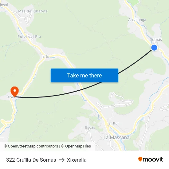 322-Cruïlla De Sornàs to Xixerella map