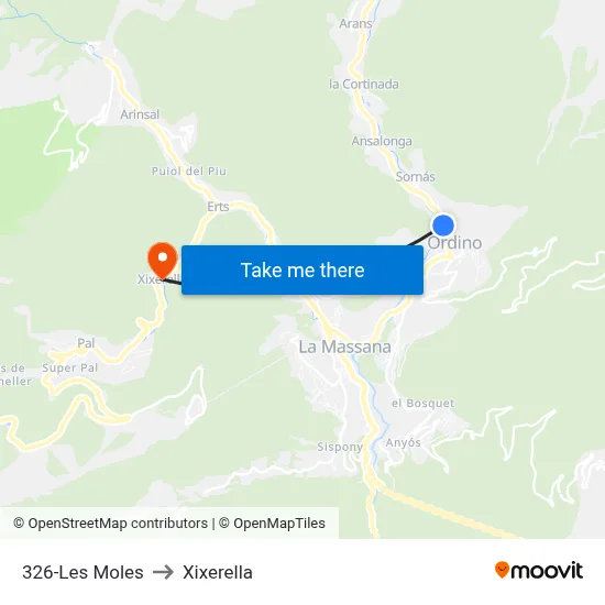 326-Les Moles to Xixerella map