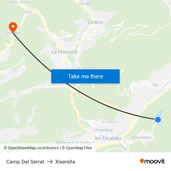 Camp Del Serrat to Xixerella map