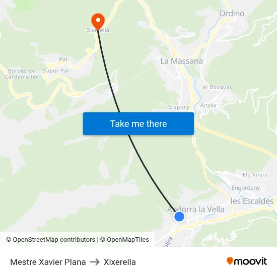 Mestre Xavier Plana to Xixerella map