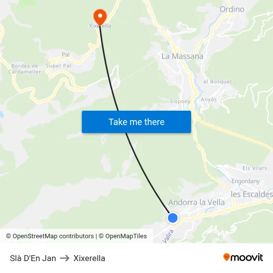 Slà D'En Jan to Xixerella map