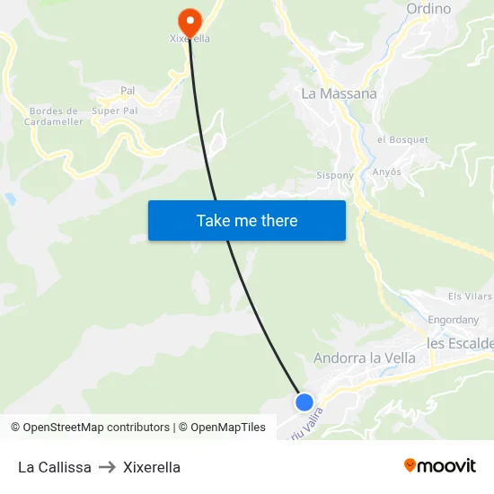 La Callissa to Xixerella map