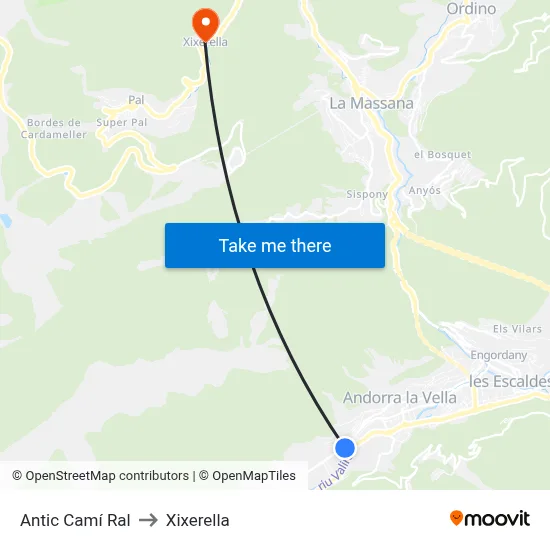 Antic Camí Ral to Xixerella map