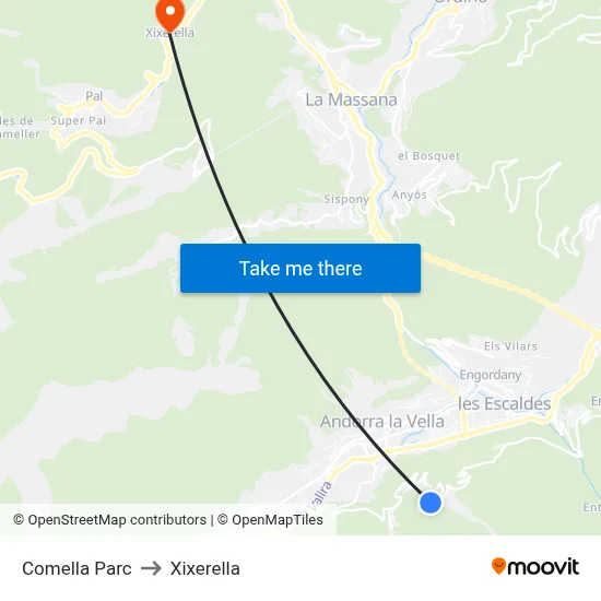 Comella Parc to Xixerella map