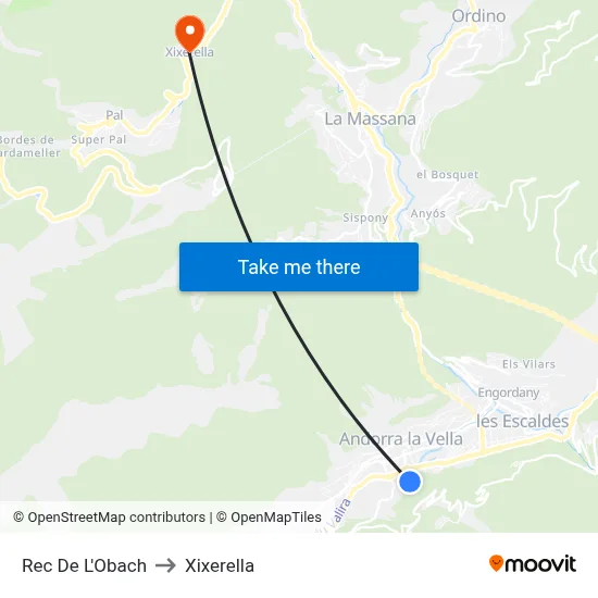 Rec De L'Obach to Xixerella map