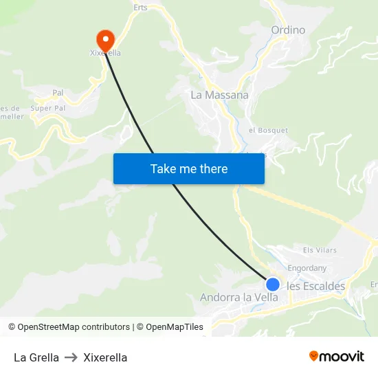 La Grella to Xixerella map