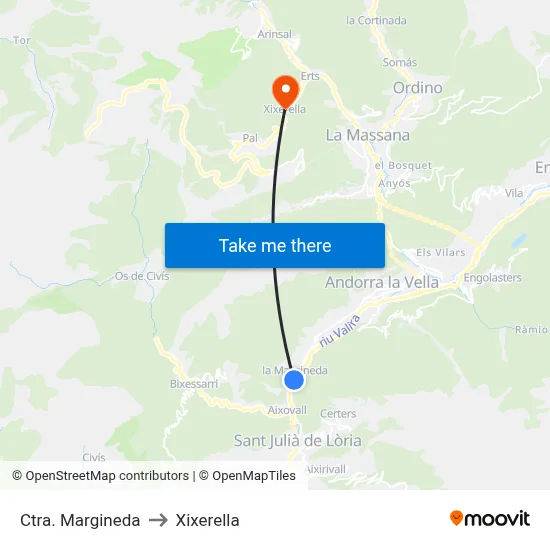 Ctra. Margineda to Xixerella map