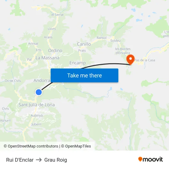 Rui D'Enclar to Grau Roig map