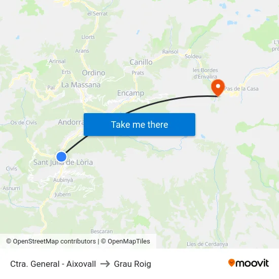 Ctra. General - Aixovall to Grau Roig map