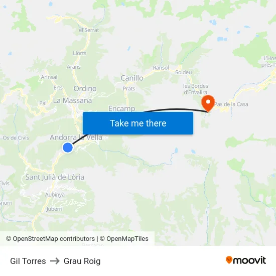 Gil Torres to Grau Roig map