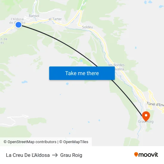 132-La Creu De L'Aldosa to Grau Roig map