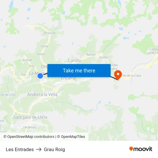 411-Les Entrades to Grau Roig map