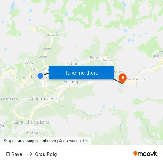 El Ravell to Grau Roig map