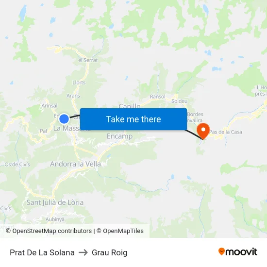 Prat De La Solana to Grau Roig map