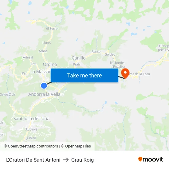 L'Oratori De Sant Antoni to Grau Roig map