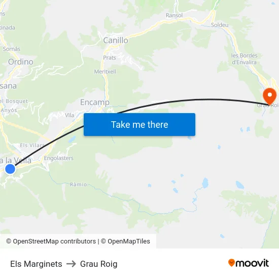 Els Marginets to Grau Roig map