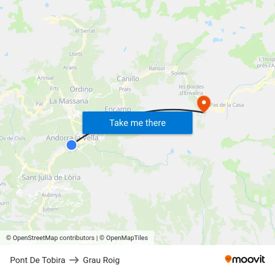 Pont De Tobira to Grau Roig map