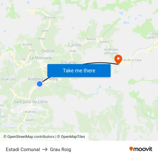 5412-Estadi Comunal to Grau Roig map