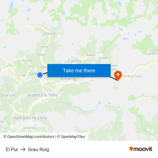 El Pui to Grau Roig map