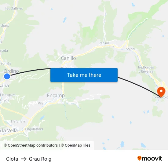 Clota to Grau Roig map