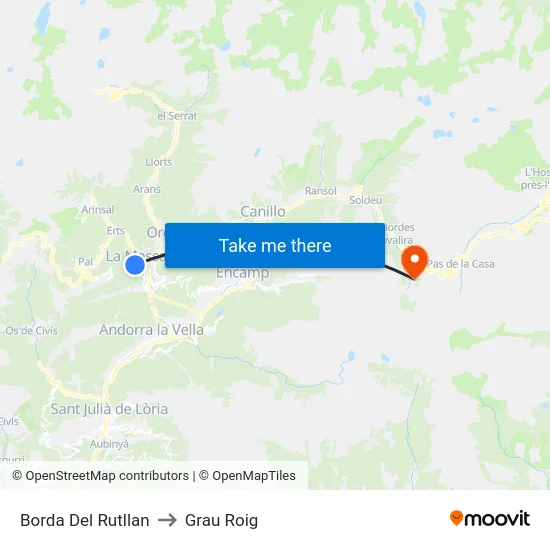 Borda Del Rutllan to Grau Roig map