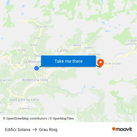 Edifici Solana to Grau Roig map