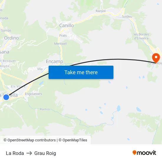 La Roda to Grau Roig map