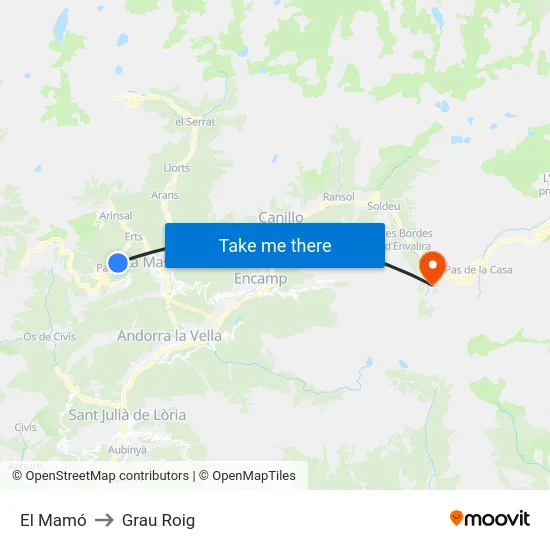 El Mamó to Grau Roig map