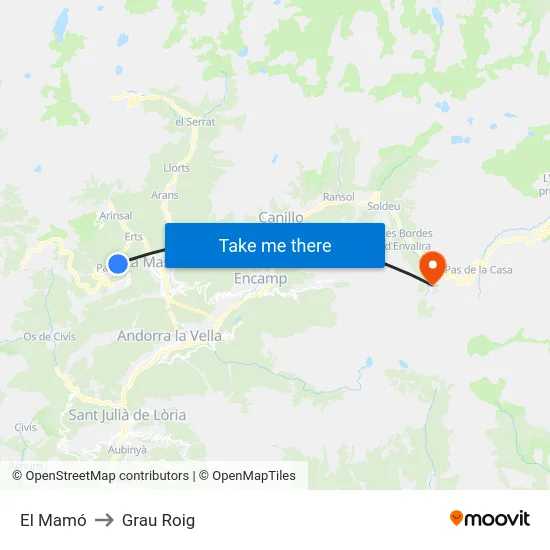 El Mamó to Grau Roig map