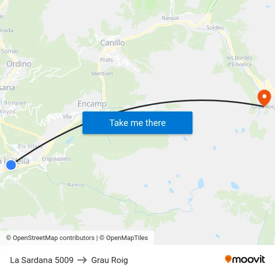La Sardana to Grau Roig map