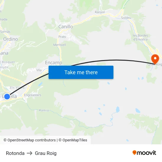 Rotonda to Grau Roig map