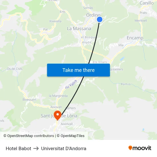 Hotel Babot to Universitat D'Andorra map