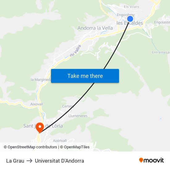 La Grau to Universitat D'Andorra map