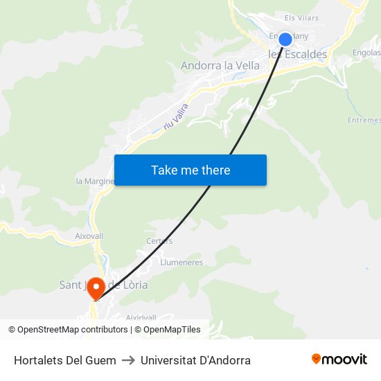 Hortalets Del Guem to Universitat D'Andorra map