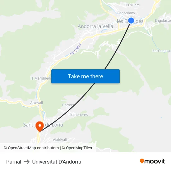 735-Parnal to Universitat D'Andorra map