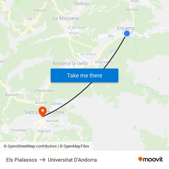 Els Pialassos to Universitat D'Andorra map