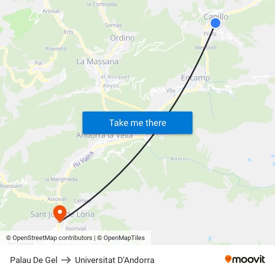 Palau De Gel to Universitat D'Andorra map