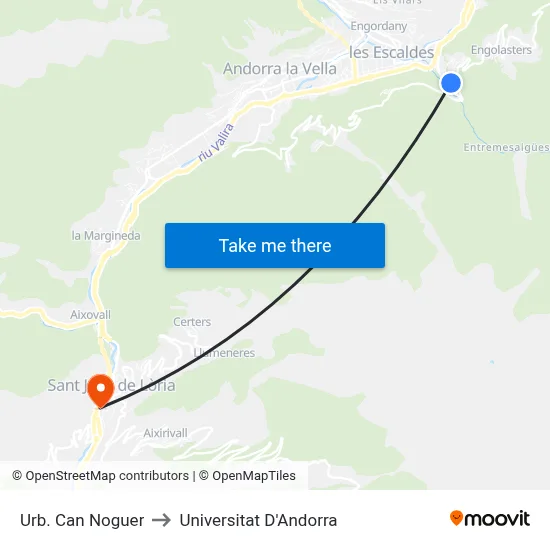 Urb. Can Noguer to Universitat D'Andorra map