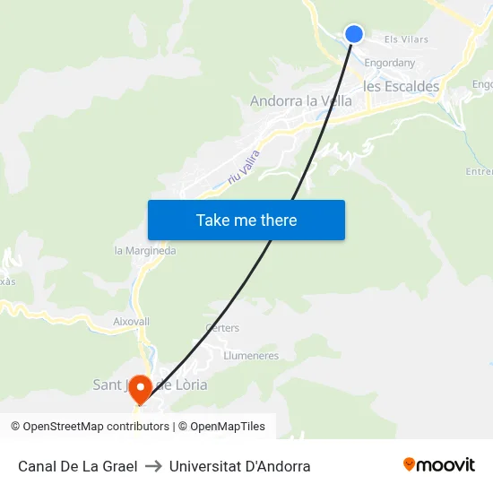 Canal De La Grael to Universitat D'Andorra map