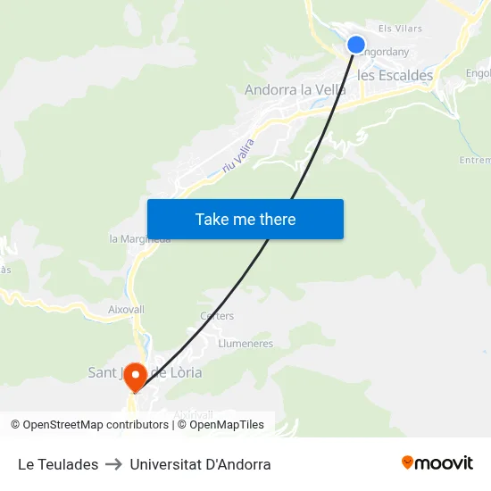 Le Teulades to Universitat D'Andorra map