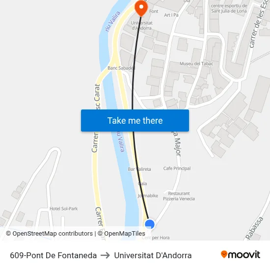 609-Pont De Fontaneda to Universitat D'Andorra map