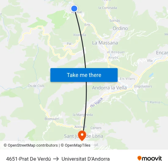 4651-Prat De Verdú to Universitat D'Andorra map