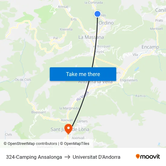 324-Camping Ansalonga to Universitat D'Andorra map