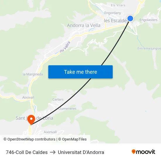 746-Coll De Caldes to Universitat D'Andorra map