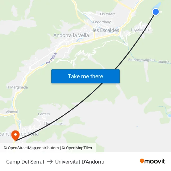 Camp Del Serrat to Universitat D'Andorra map