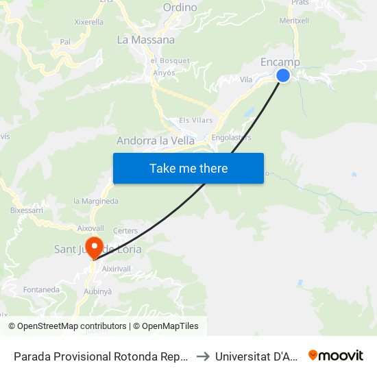 Parada Provisional Rotonda Repsol Pujada to Universitat D'Andorra map