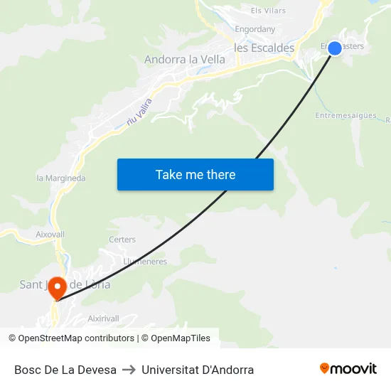 Bosc De La Devesa to Universitat D'Andorra map