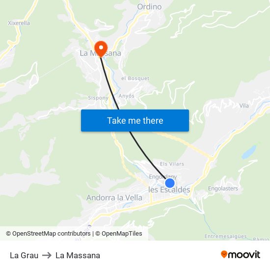La Grau to La Massana map