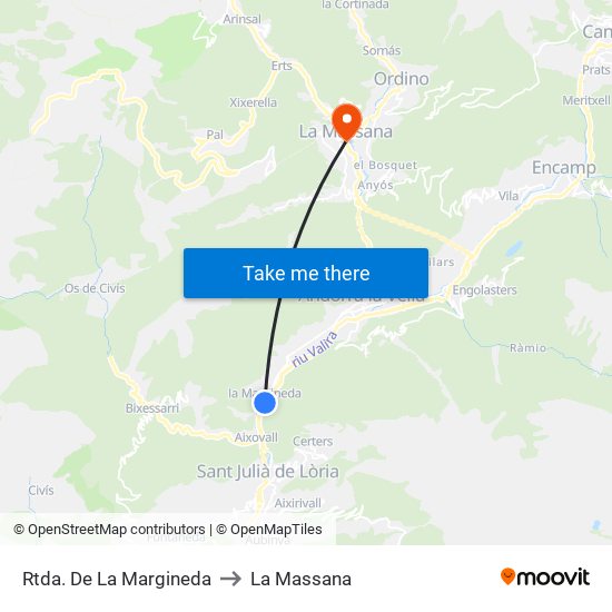 Rtda. De La Margineda to La Massana map